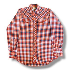 The Hustler Collection Western Plaid Shirt Pearl Snap Long Sleeve Men's Size XL